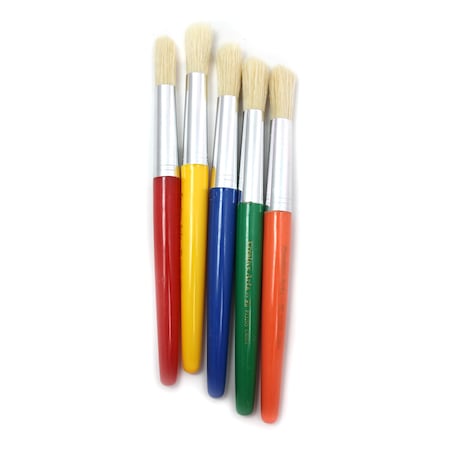 Charles Leonard Round Paint Brushes, Short, Assorted Colors, PK30 73205